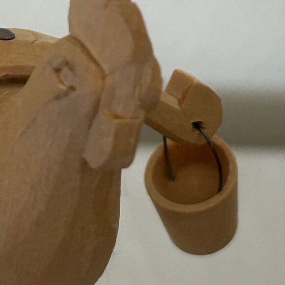 USSR Russia Wooden Hand Carved Moving Rooster Chicken with Buckets Toy - Picture 7 of 11